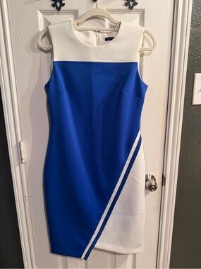 Tommy Hilfiger Royal Blue and White Colorblock Midi Dress